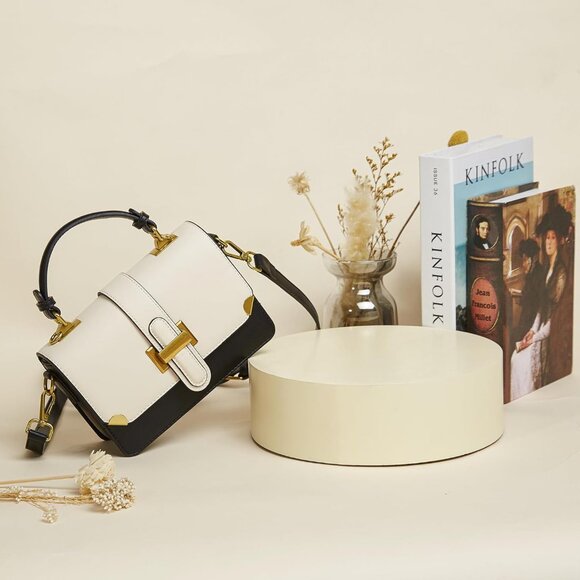 Women's Black Leather Satchel Small Classy Crossbody Bag Purse Fashion Handbag - Picture 7 of 7